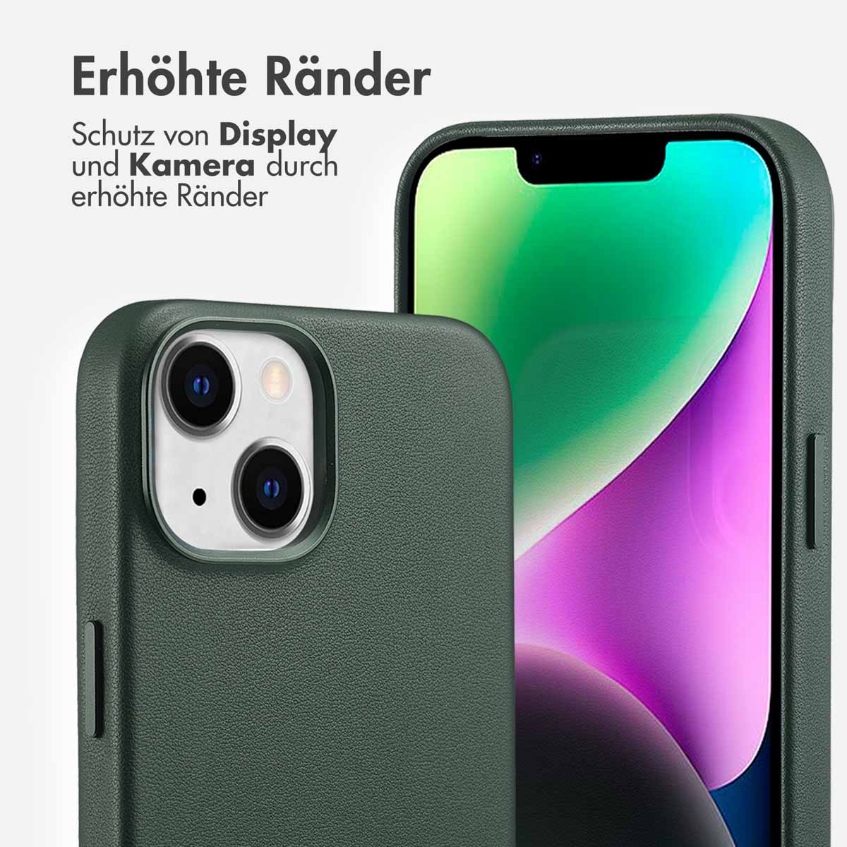 Accezz MagSafe Leather Backcover Apple iPhone 14 - Cedar Green - Afbeelding 10