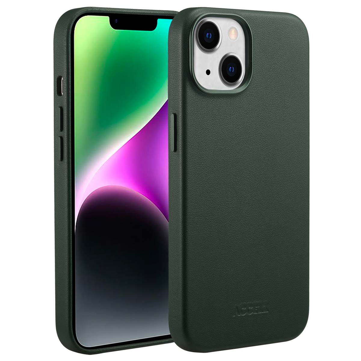 Accezz MagSafe Leather Backcover Apple iPhone 14 - Cedar Green - Afbeelding 2