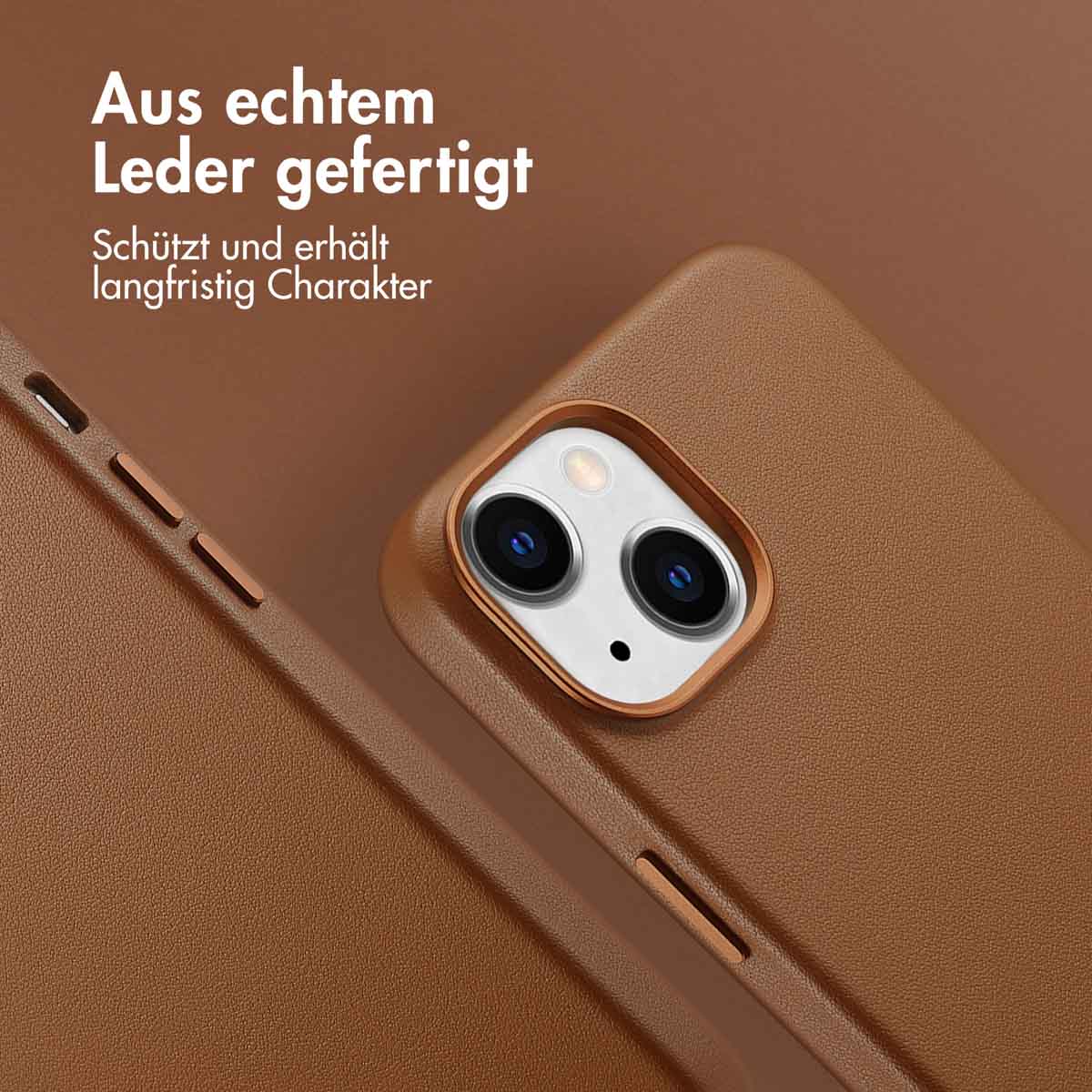 Accezz MagSafe Leather Backcover Apple iPhone 14 - Sienna Brown - Afbeelding 4