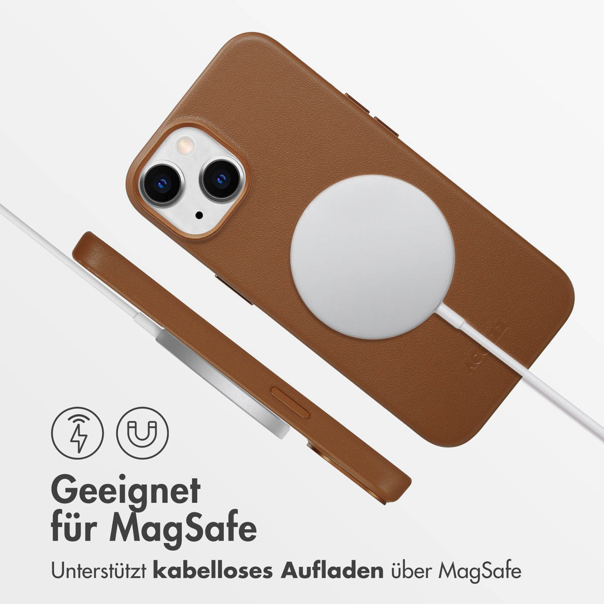 Accezz MagSafe Leather Backcover Apple iPhone 14 - Sienna Brown - Afbeelding 8