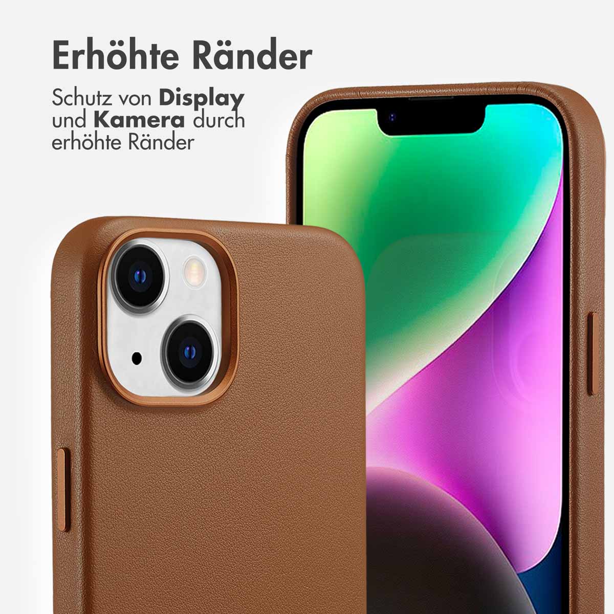 Accezz MagSafe Leather Backcover Apple iPhone 14 - Sienna Brown - Afbeelding 10