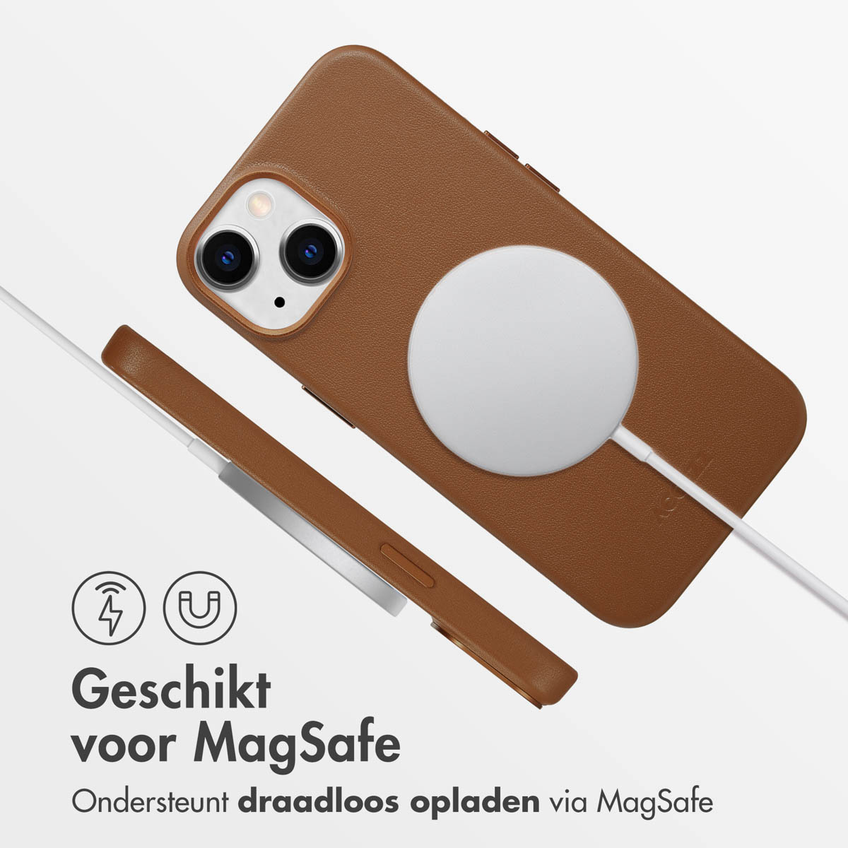 Accezz MagSafe Leather Backcover Apple iPhone 14 - Sienna Brown - Afbeelding 7