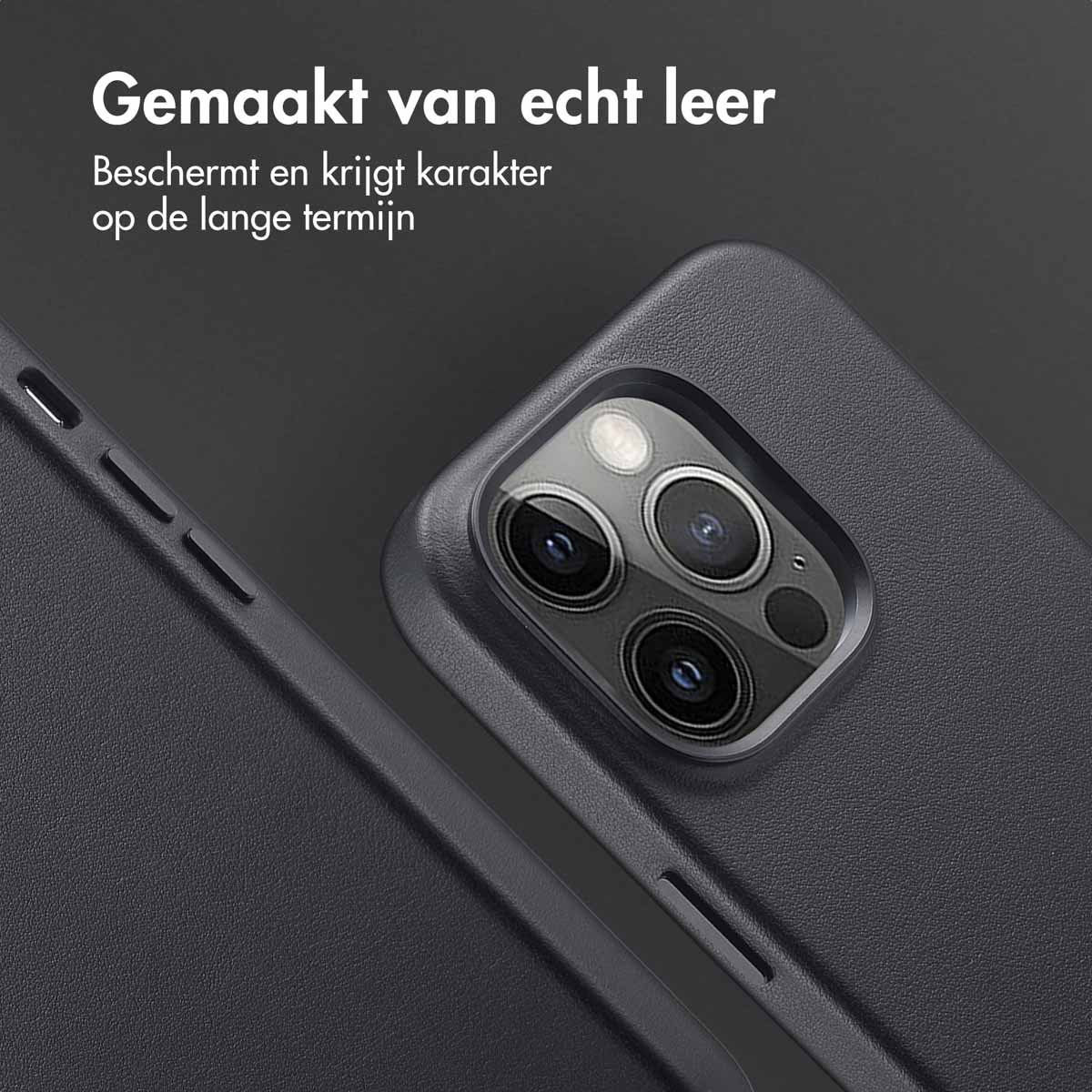 Accezz MagSafe Leather Backcover Apple iPhone 14 Pro - Onyx Black - Afbeelding 4
