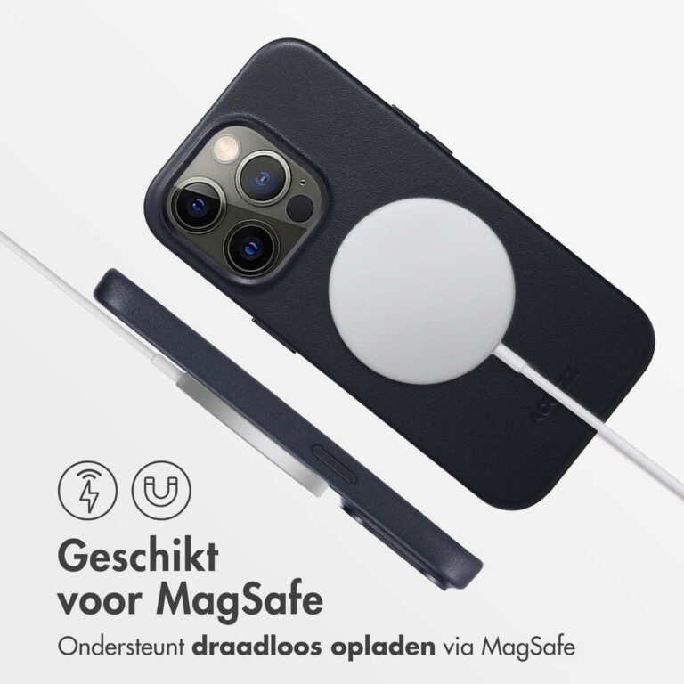 Accezz MagSafe Leather Backcover Apple iPhone 14 Pro - Onyx Black - Afbeelding 6