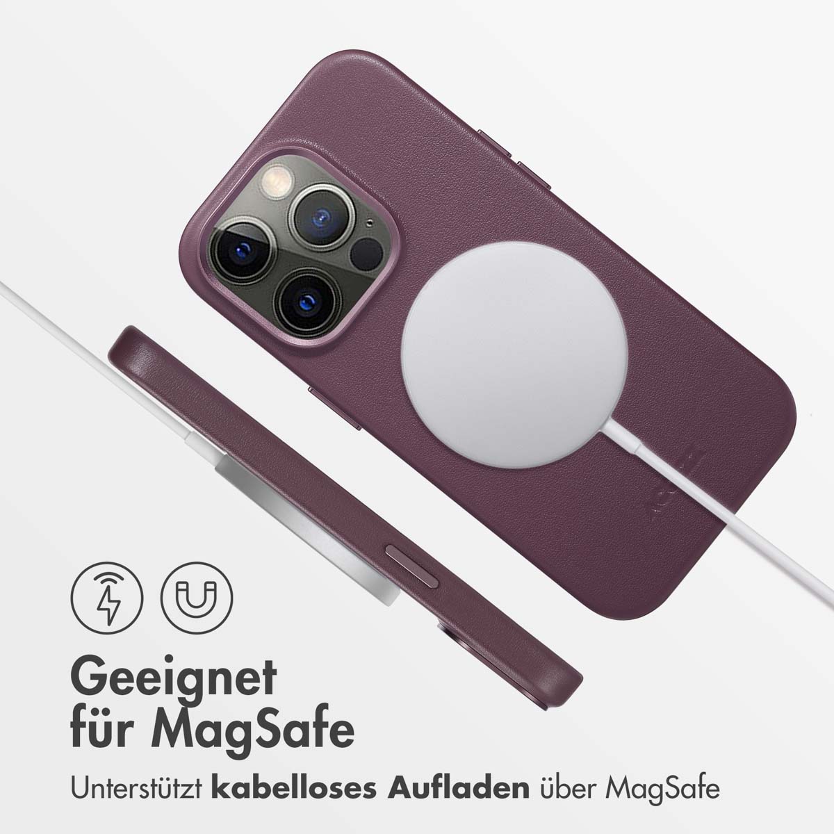 Accezz MagSafe Leather Backcover Apple iPhone 14 Pro - Heath Purple - Afbeelding 8