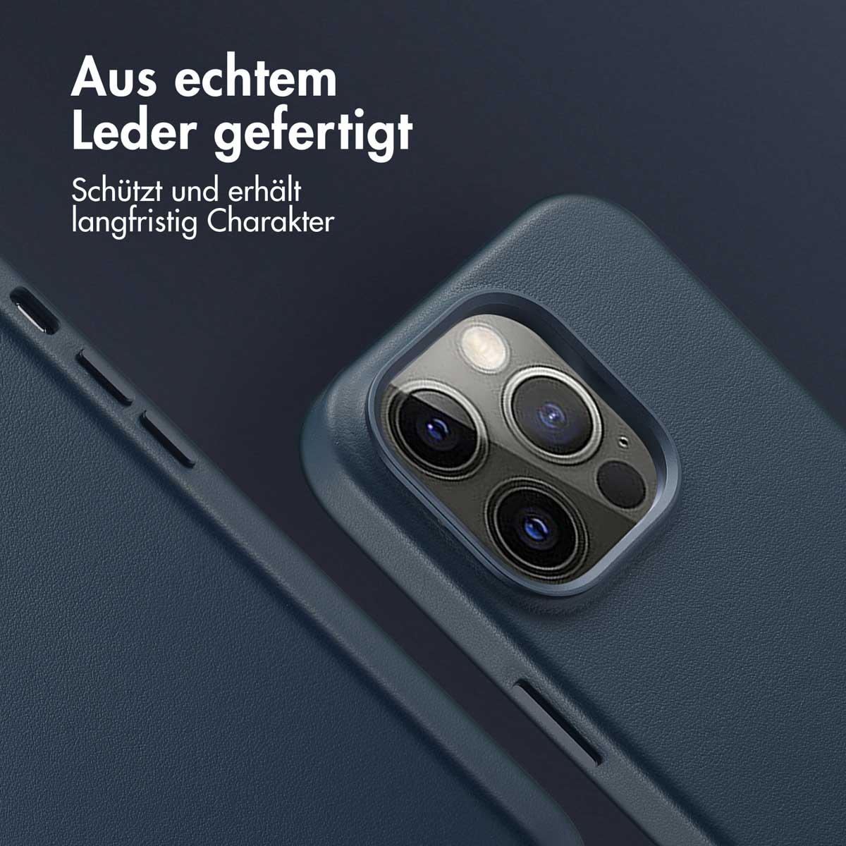 Accezz MagSafe Leather Backcover Apple iPhone 14 Pro - Nightfall Blue - Afbeelding 4