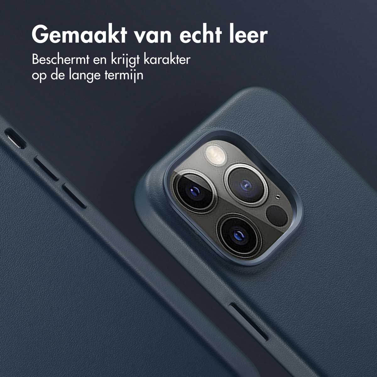 Accezz MagSafe Leather Backcover Apple iPhone 14 Pro - Nightfall Blue - Afbeelding 6
