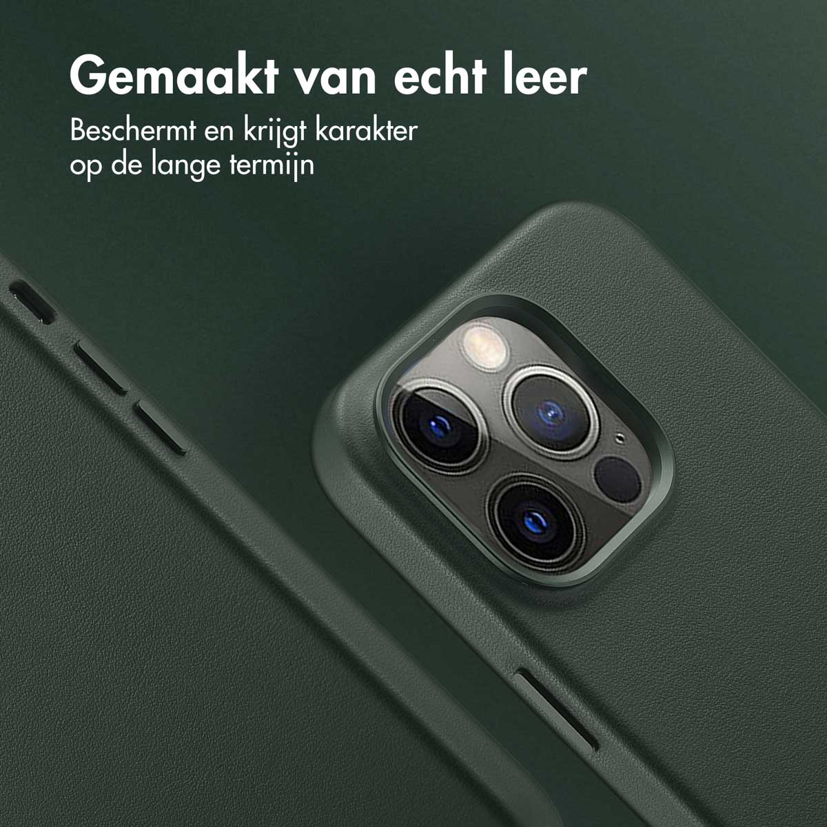 Accezz MagSafe Leather Backcover Apple iPhone 14 Pro - Cedar Green - Afbeelding 4