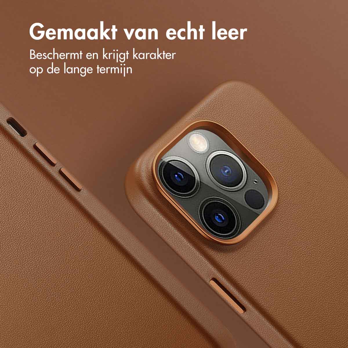 Accezz MagSafe Leather Backcover Apple iPhone 14 Pro - Sienna Brown - Afbeelding 5