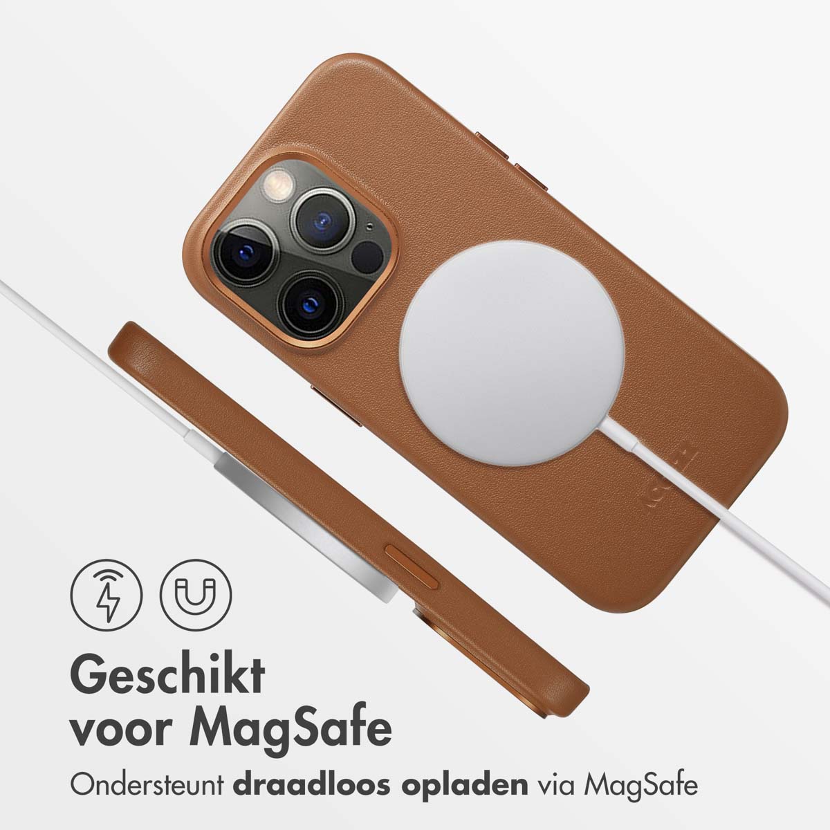 Accezz MagSafe Leather Backcover Apple iPhone 14 Pro - Sienna Brown - Afbeelding 7