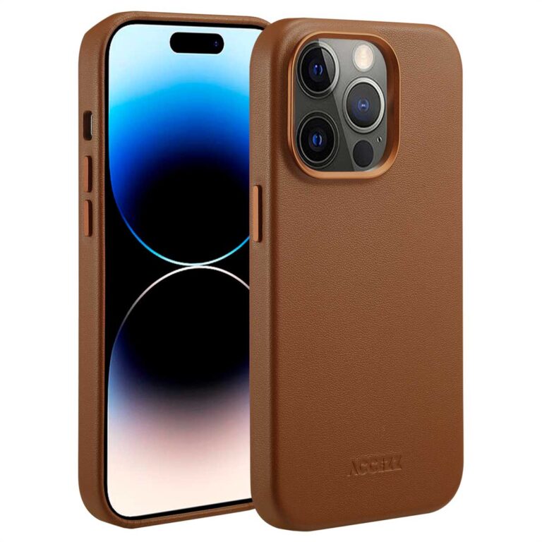 Accezz MagSafe Leather Backcover Apple iPhone 14 Pro - Sienna Brown - Afbeelding 10