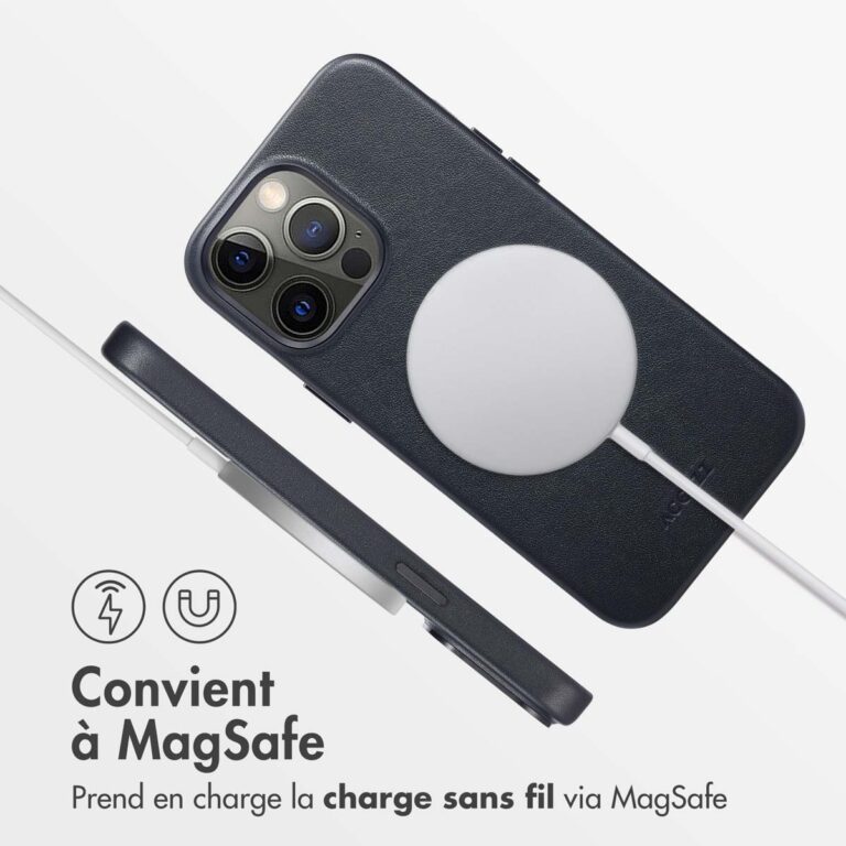 Accezz MagSafe Leather Backcover Apple iPhone 14 Pro Max - Onyx Black - Afbeelding 7