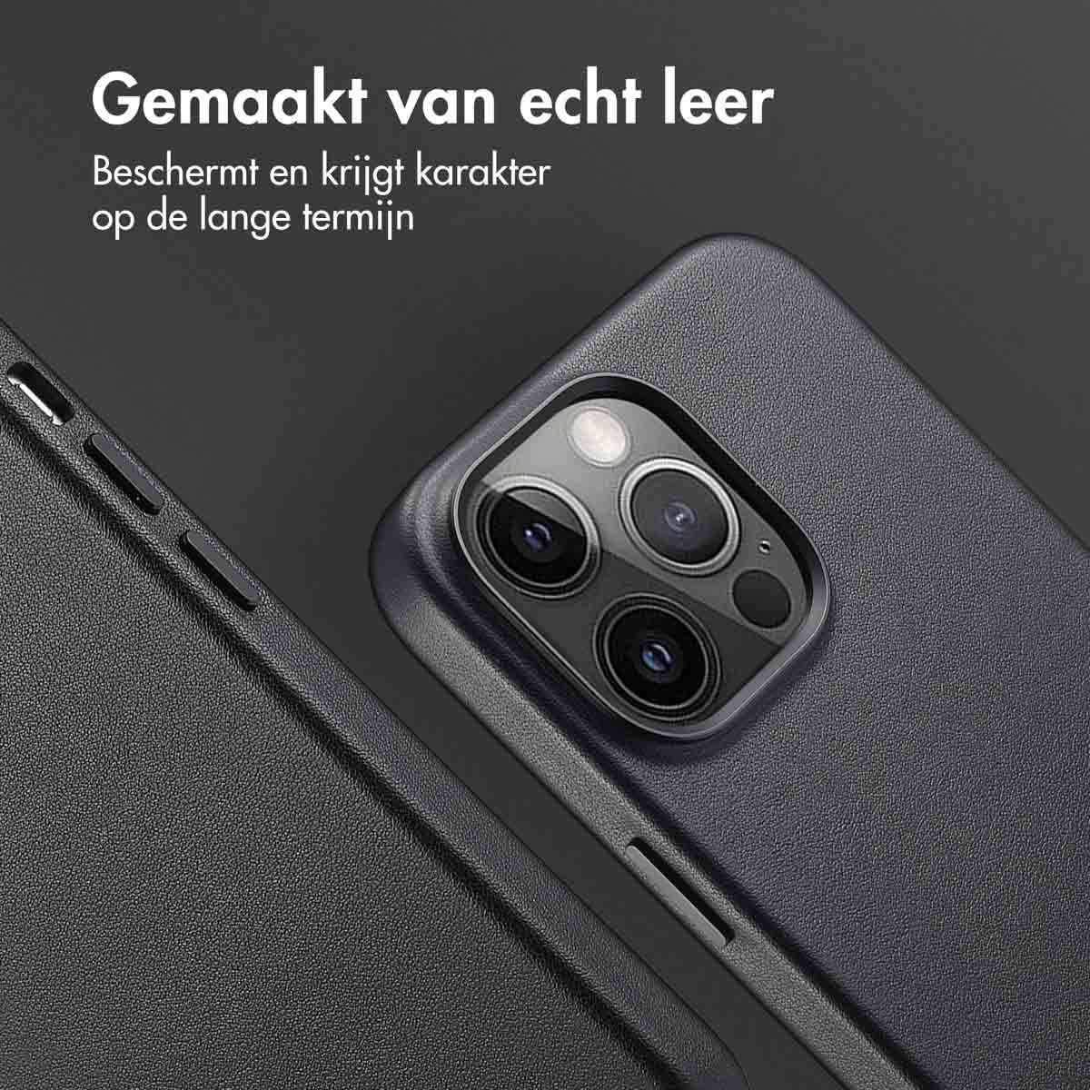 Accezz MagSafe Leather Backcover Apple iPhone 14 Pro Max - Onyx Black - Afbeelding 5