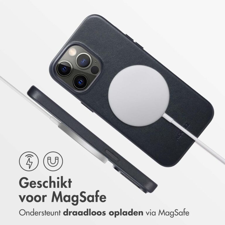Accezz MagSafe Leather Backcover Apple iPhone 14 Pro Max - Onyx Black - Afbeelding 5