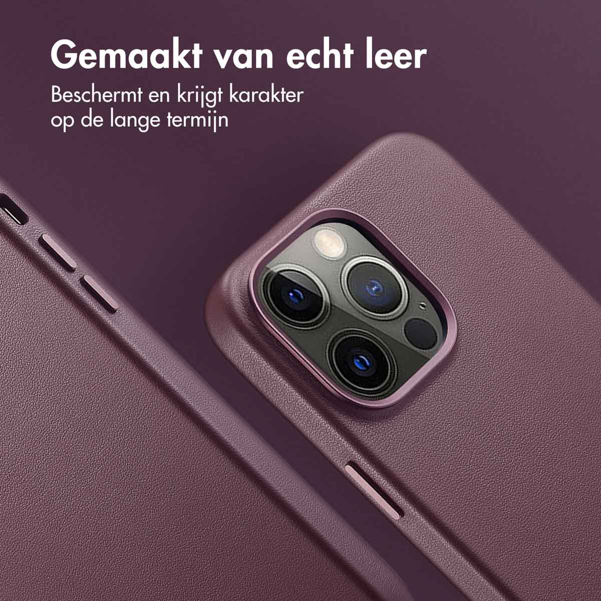 Accezz MagSafe Leather Backcover Apple iPhone 14 Pro Max - Heath Purple - Afbeelding 5