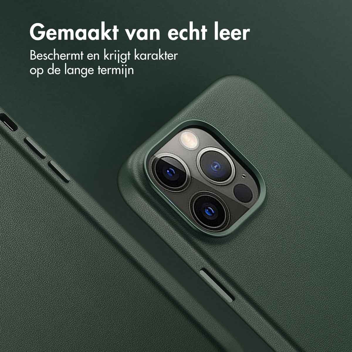 Accezz MagSafe Leather Backcover Apple iPhone 14 Pro Max - Cedar Green - Afbeelding 5