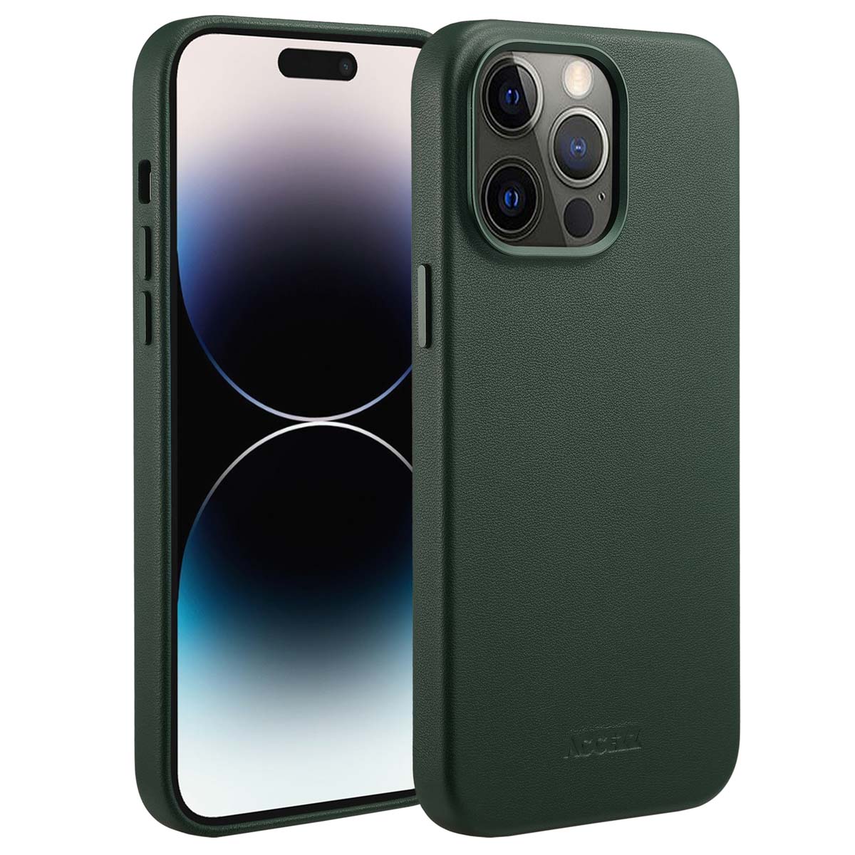 Accezz MagSafe Leather Backcover Apple iPhone 14 Pro Max - Cedar Green - Afbeelding 2