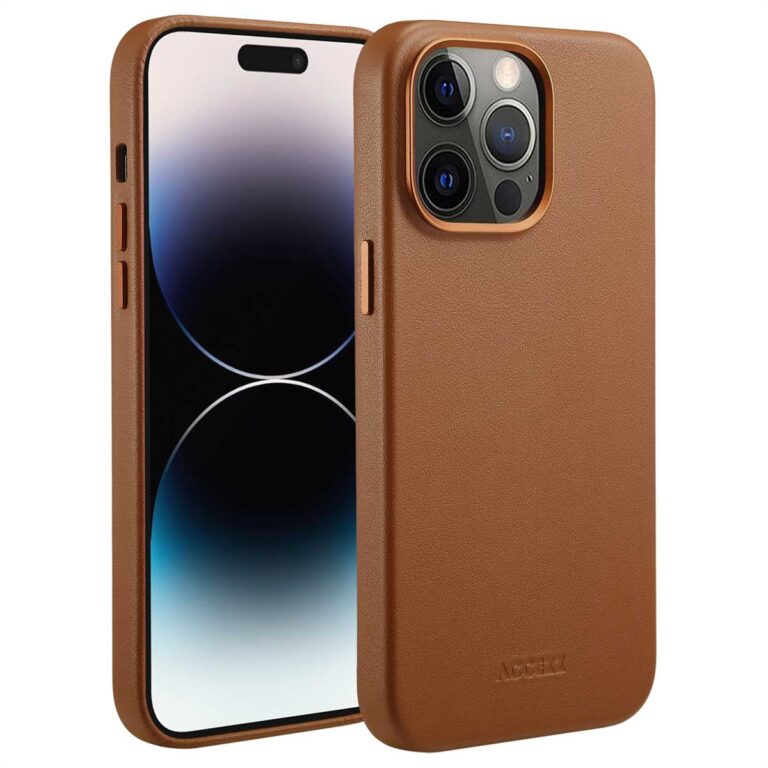 Accezz MagSafe Leather Backcover Apple iPhone 14 Pro Max - Sienna Brown - Afbeelding 10