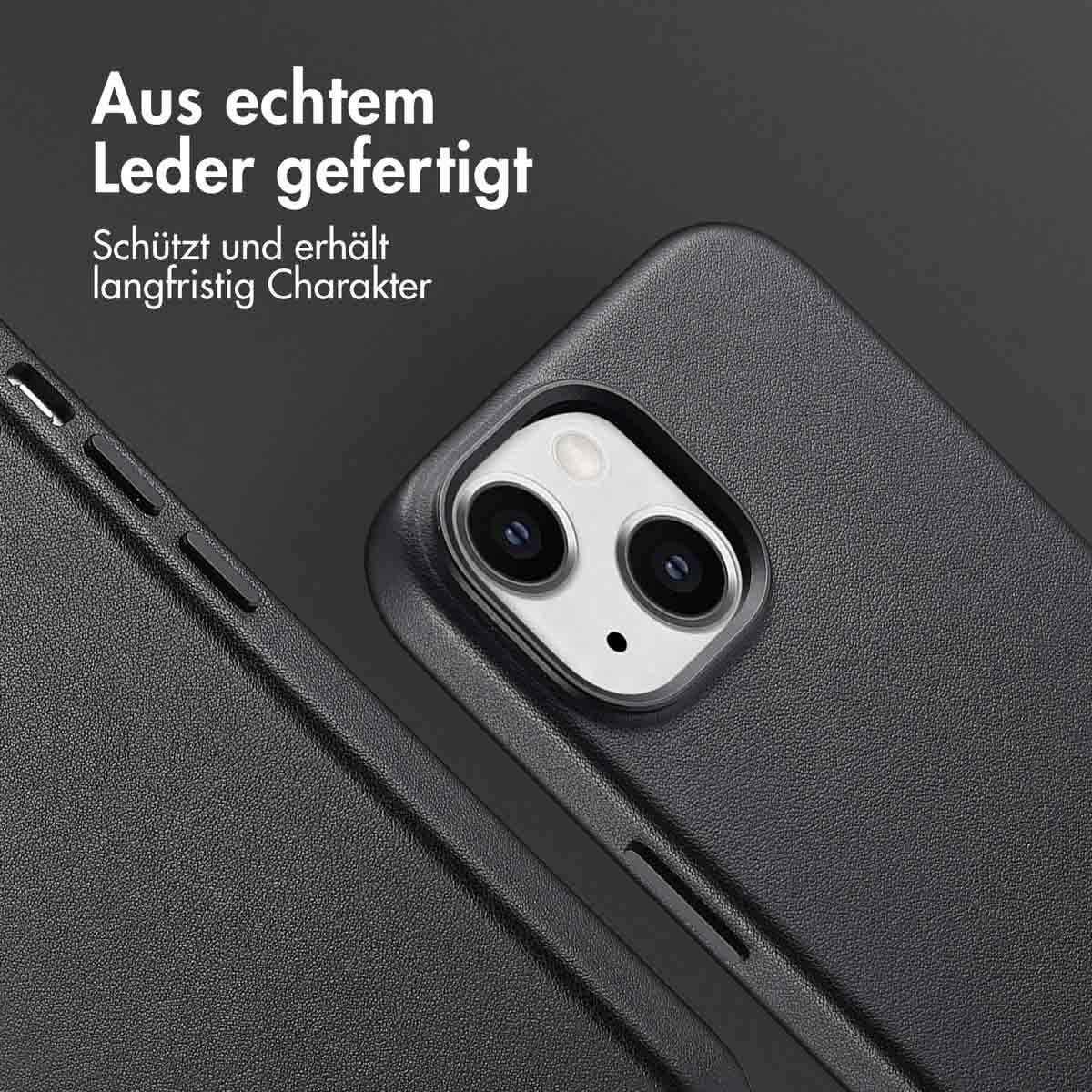 Accezz MagSafe Leather Backcover Apple iPhone 15 - Onyx Black - Afbeelding 6