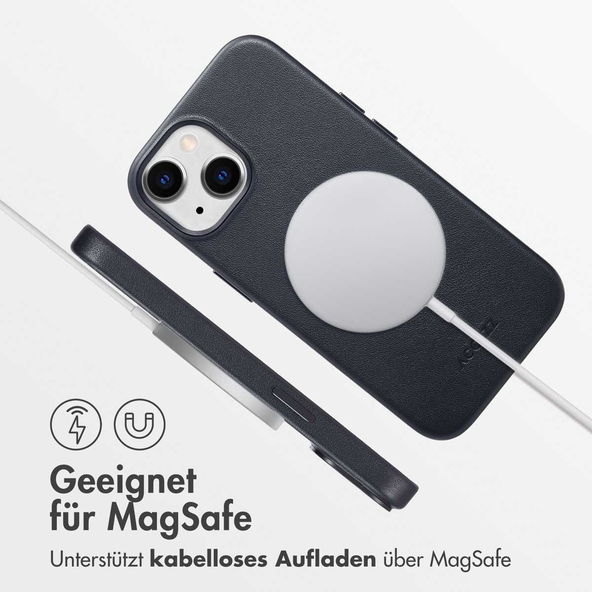 Accezz MagSafe Leather Backcover Apple iPhone 15 - Onyx Black - Afbeelding 7