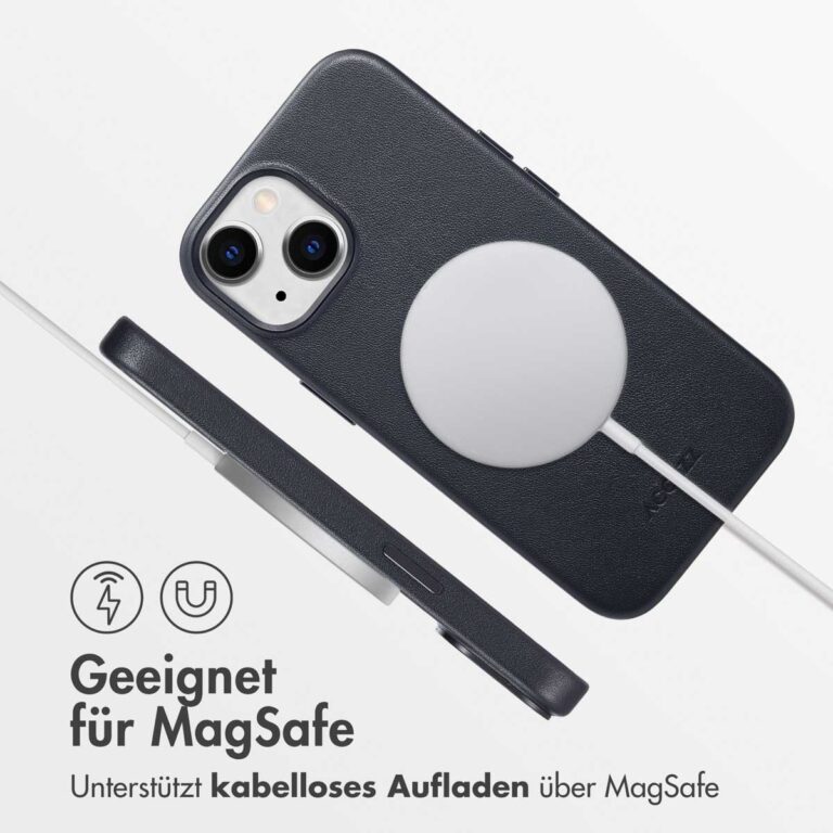 Accezz MagSafe Leather Backcover Apple iPhone 15 - Onyx Black - Afbeelding 9