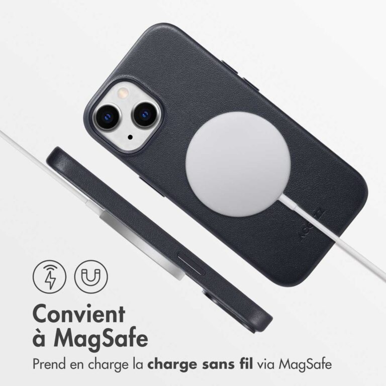 Accezz MagSafe Leather Backcover Apple iPhone 15 - Onyx Black - Afbeelding 7