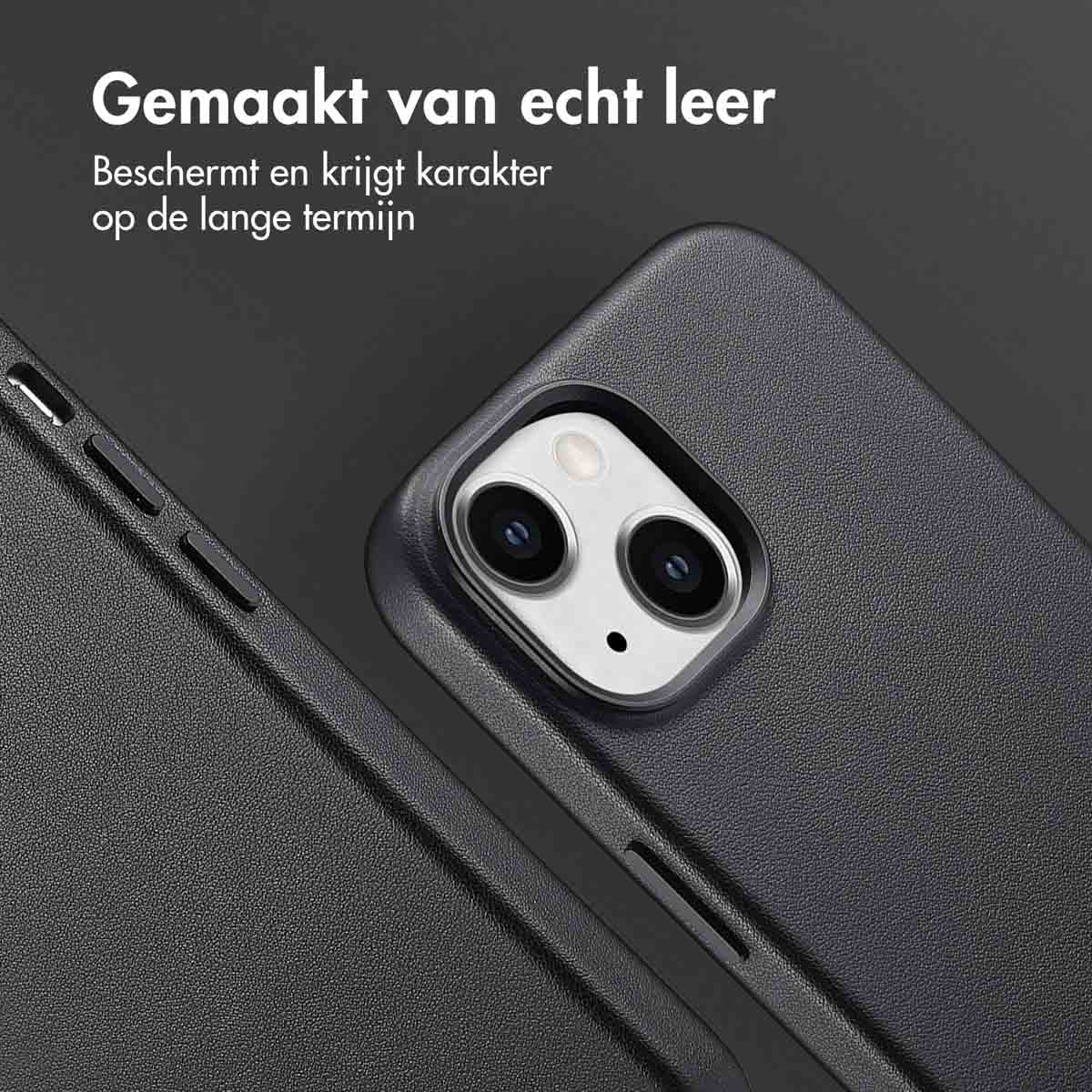 Accezz MagSafe Leather Backcover Apple iPhone 15 - Onyx Black - Afbeelding 5