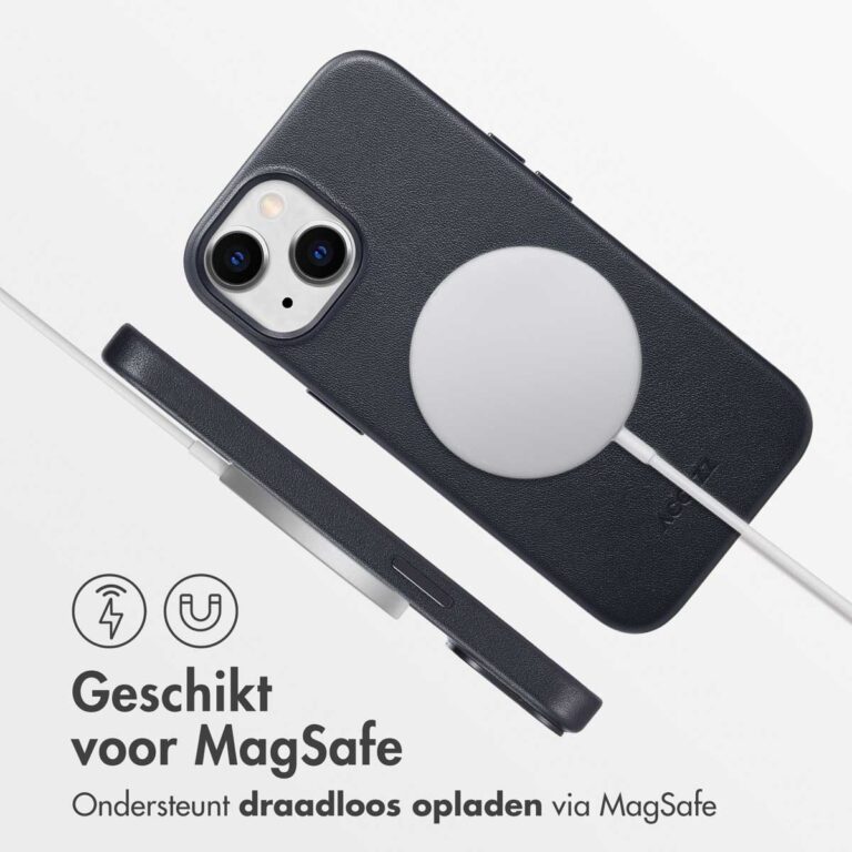 Accezz MagSafe Leather Backcover Apple iPhone 15 - Onyx Black - Afbeelding 5