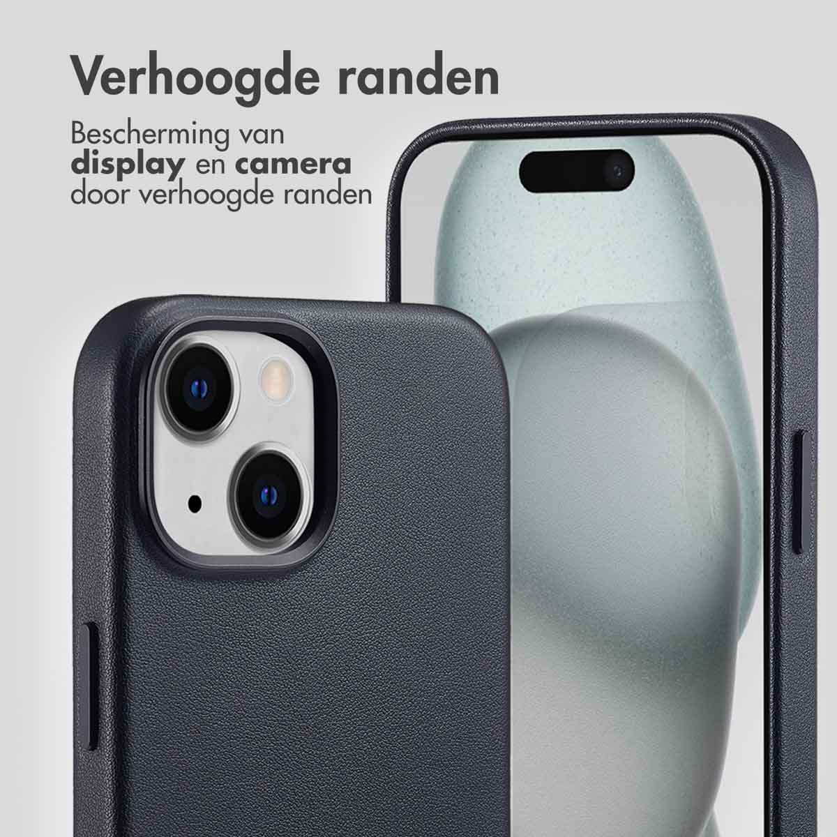 Accezz MagSafe Leather Backcover Apple iPhone 15 - Onyx Black - Afbeelding 4