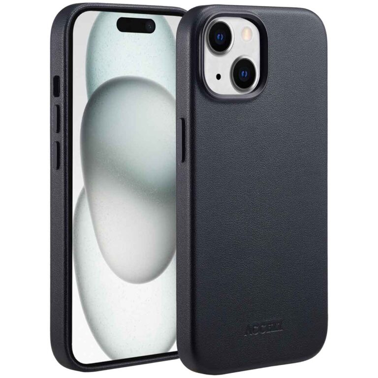 Accezz MagSafe Leather Backcover Apple iPhone 15 - Onyx Black - Afbeelding 2