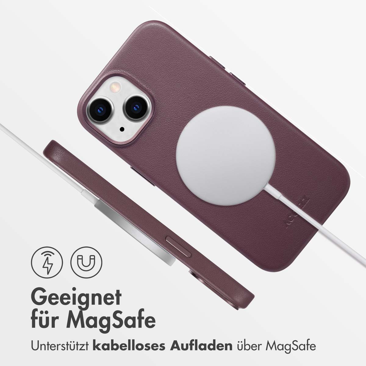 Accezz MagSafe Leather Backcover Apple iPhone 15 - Heath Purple - Afbeelding 8