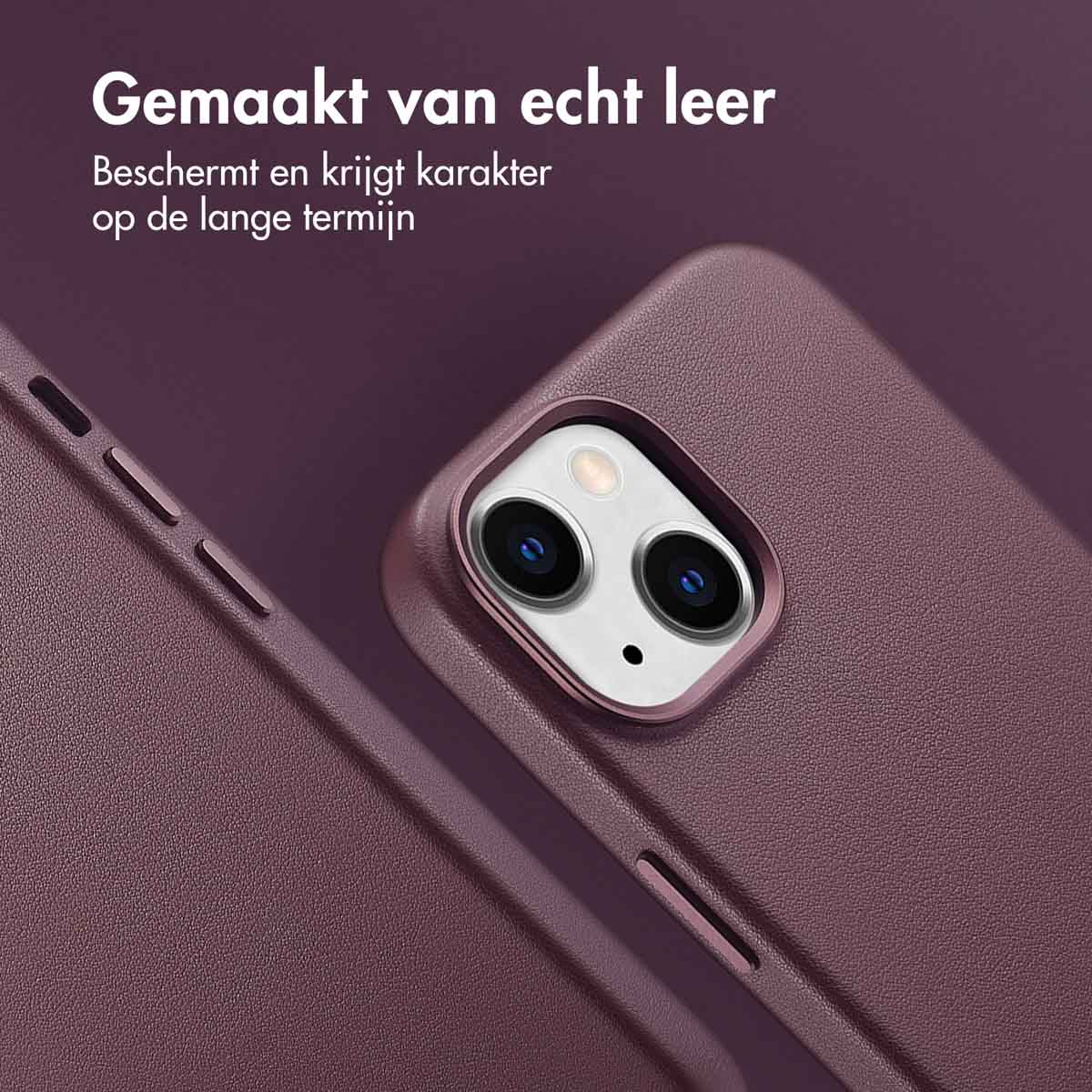 Accezz MagSafe Leather Backcover Apple iPhone 15 - Heath Purple - Afbeelding 5