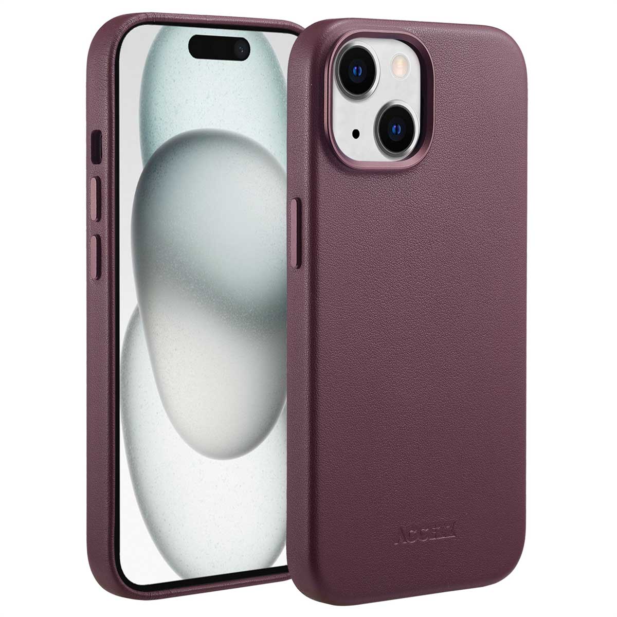 Accezz MagSafe Leather Backcover Apple iPhone 15 - Heath Purple - Afbeelding 2