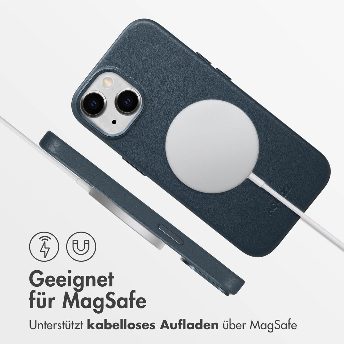 Accezz MagSafe Leather Backcover Apple iPhone 15 - Nightfall Blue - Afbeelding 8