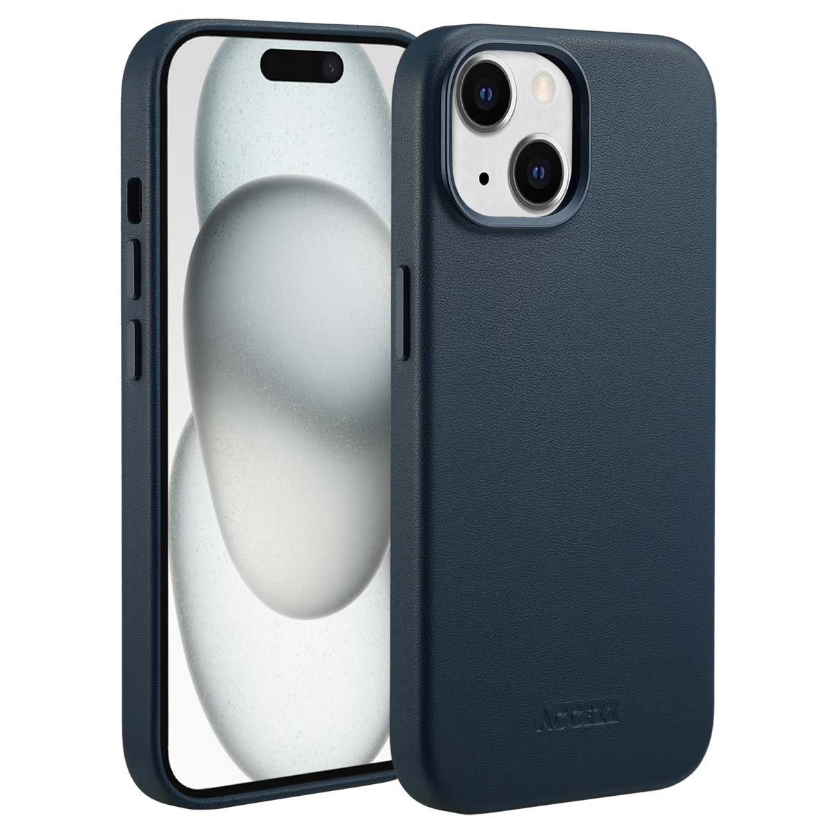 Accezz MagSafe Leather Backcover Apple iPhone 15 - Nightfall Blue - Afbeelding 3