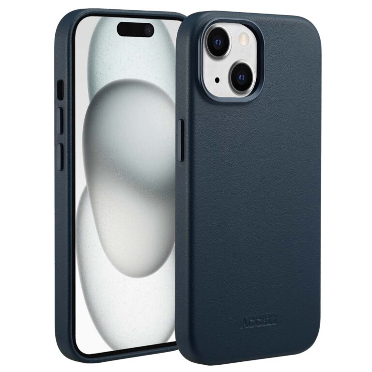 Accezz MagSafe Leather Backcover Apple iPhone 15 - Nightfall Blue - Afbeelding 10