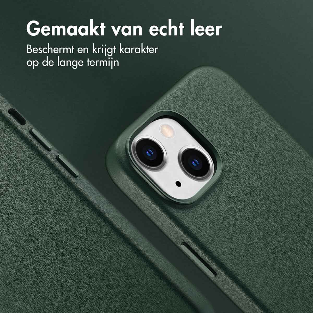 Accezz MagSafe Leather Backcover Apple iPhone 15 - Cedar Green - Afbeelding 5