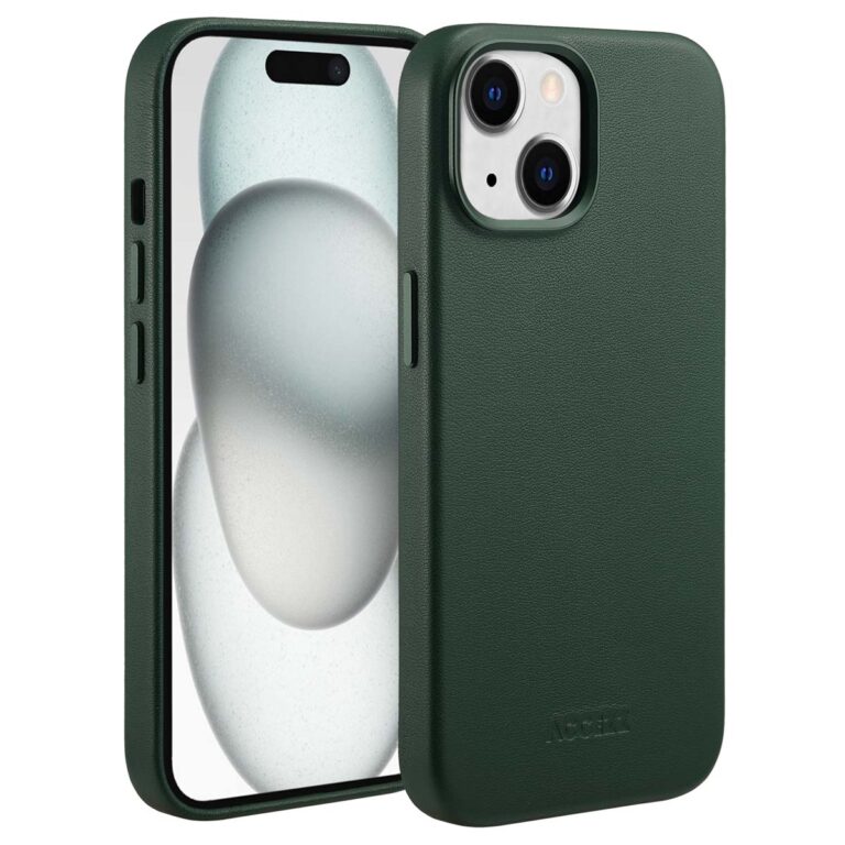 Accezz MagSafe Leather Backcover Apple iPhone 15 - Cedar Green - Afbeelding 10