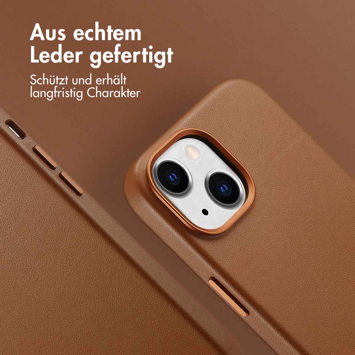 Accezz MagSafe Leather Backcover Apple iPhone 15 - Sienna Brown - Afbeelding 4