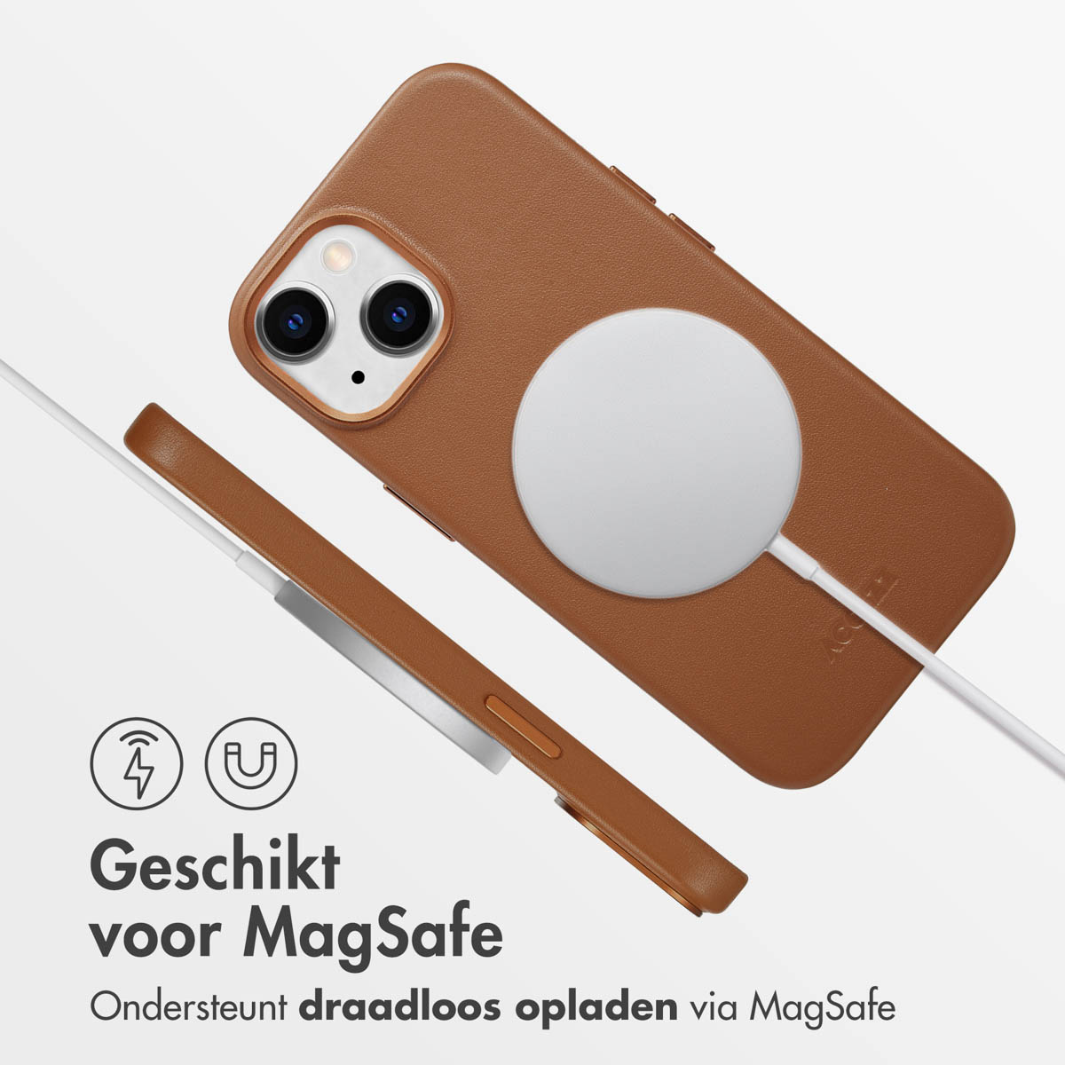 Accezz MagSafe Leather Backcover Apple iPhone 15 - Sienna Brown - Afbeelding 7