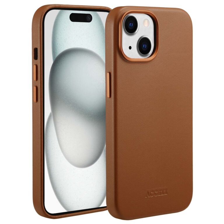Accezz MagSafe Leather Backcover Apple iPhone 15 - Sienna Brown - Afbeelding 10