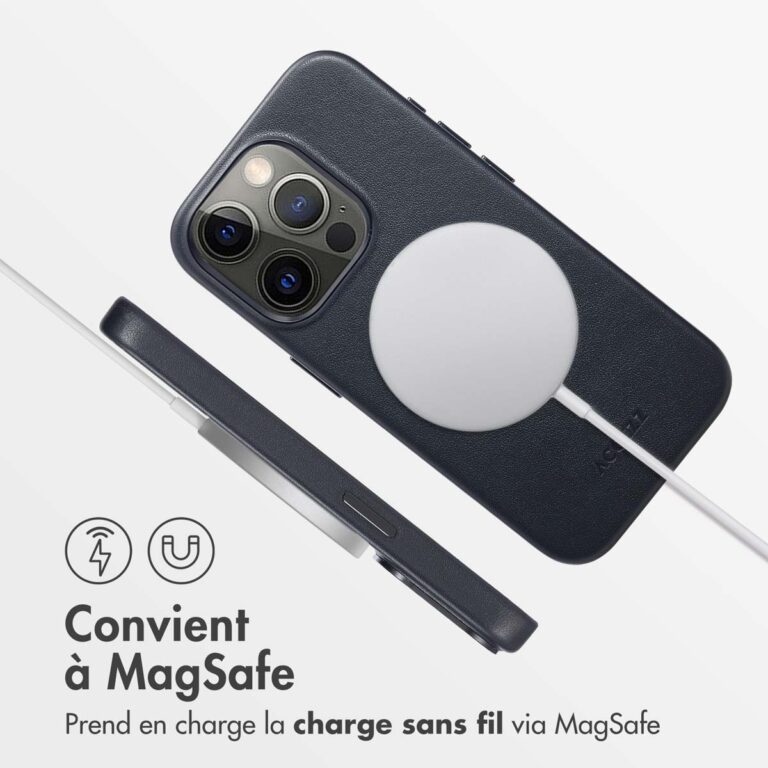 Accezz MagSafe Leather Backcover Apple iPhone 15 Pro - Onyx Black - Afbeelding 7
