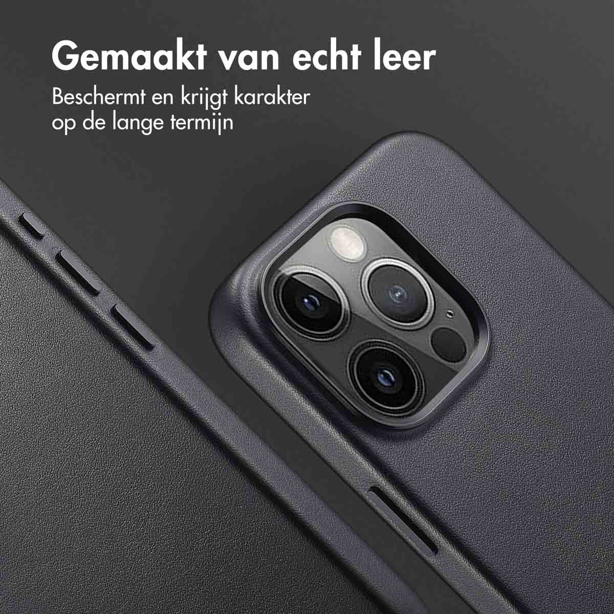 Accezz MagSafe Leather Backcover Apple iPhone 15 Pro - Onyx Black - Afbeelding 5