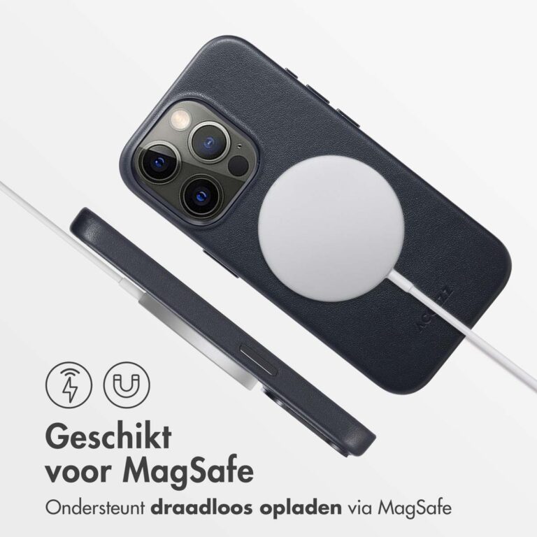 Accezz MagSafe Leather Backcover Apple iPhone 15 Pro - Onyx Black - Afbeelding 5