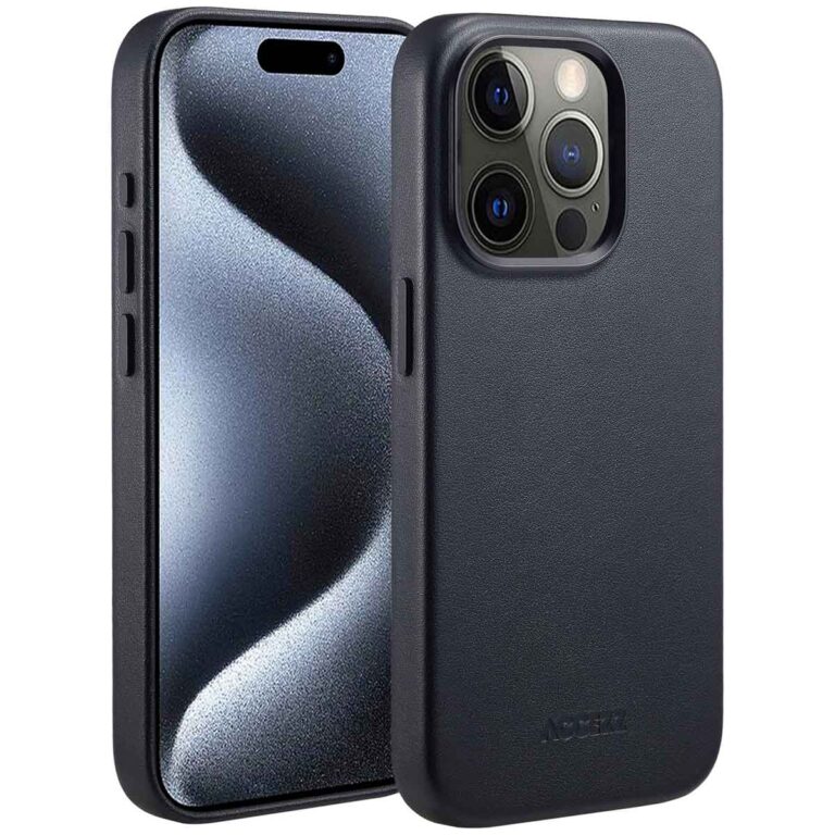 Accezz MagSafe Leather Backcover Apple iPhone 15 Pro - Onyx Black - Afbeelding 2