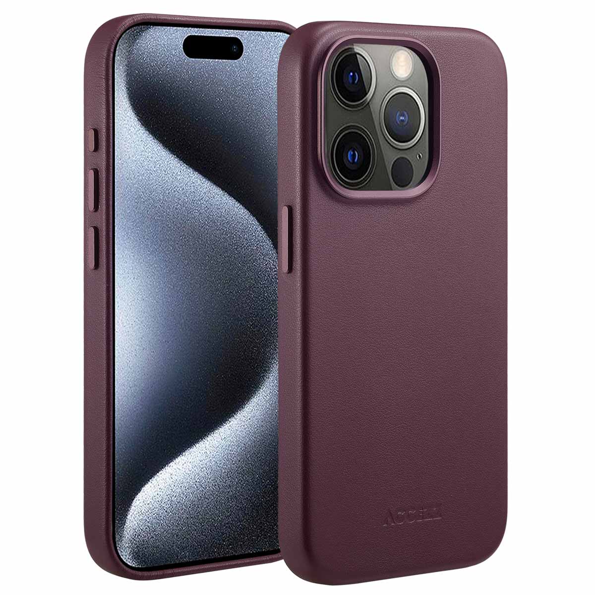 Accezz MagSafe Leather Backcover Apple iPhone 15 Pro – Heath Purple