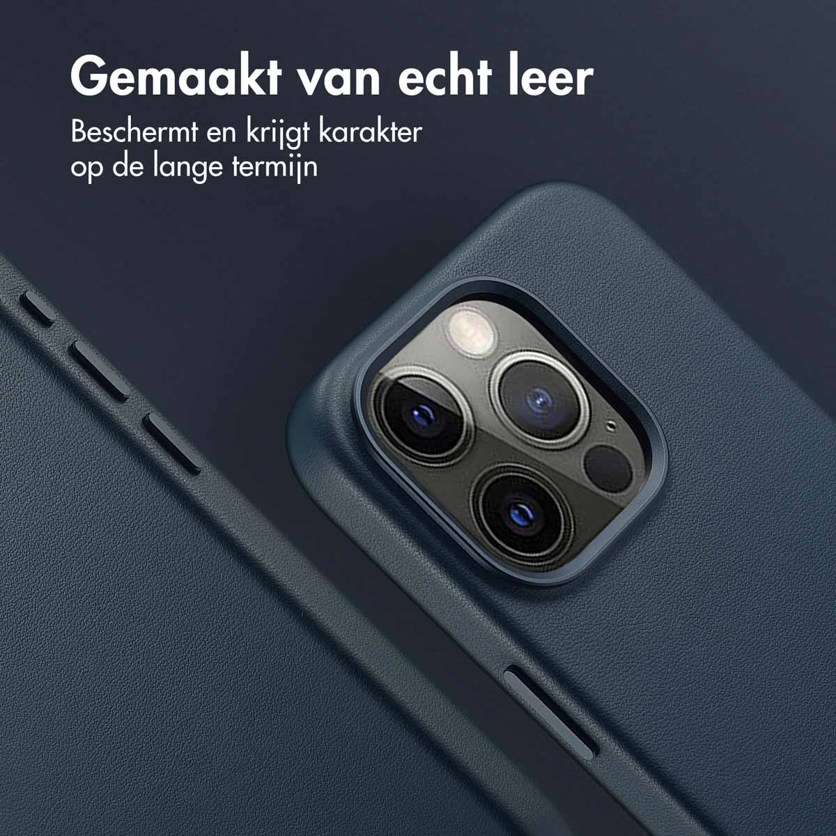 Accezz MagSafe Leather Backcover Apple iPhone 15 Pro - Nightfall Blue - Afbeelding 5