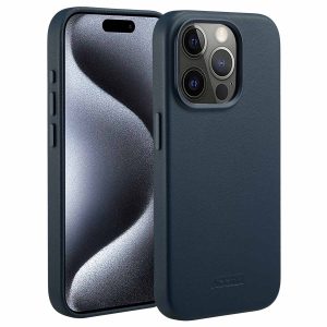 Accezz MagSafe Leather Backcover Apple iPhone 15 Pro - Nightfall Blue