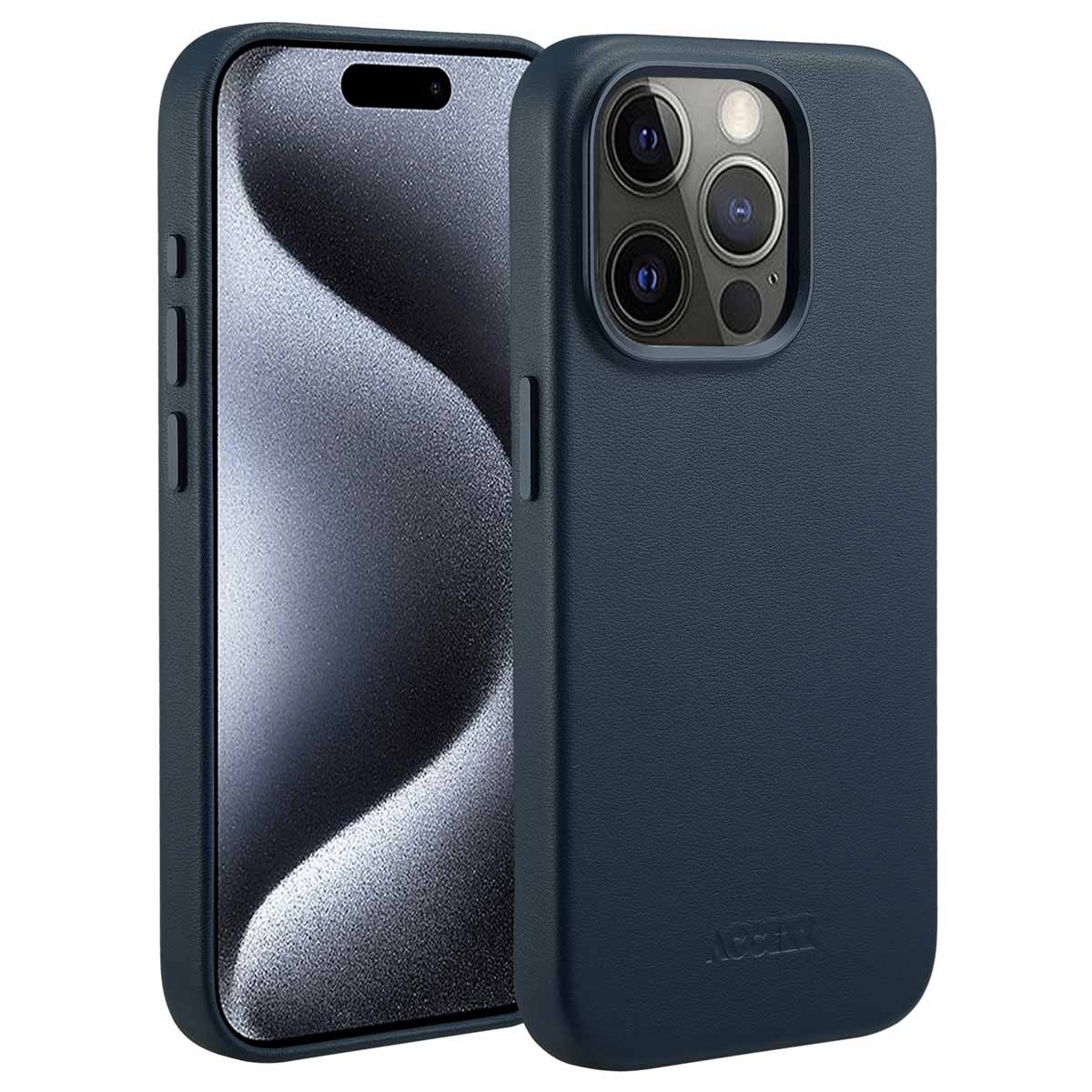 Accezz MagSafe Leather Backcover Apple iPhone 15 Pro – Nightfall Blue