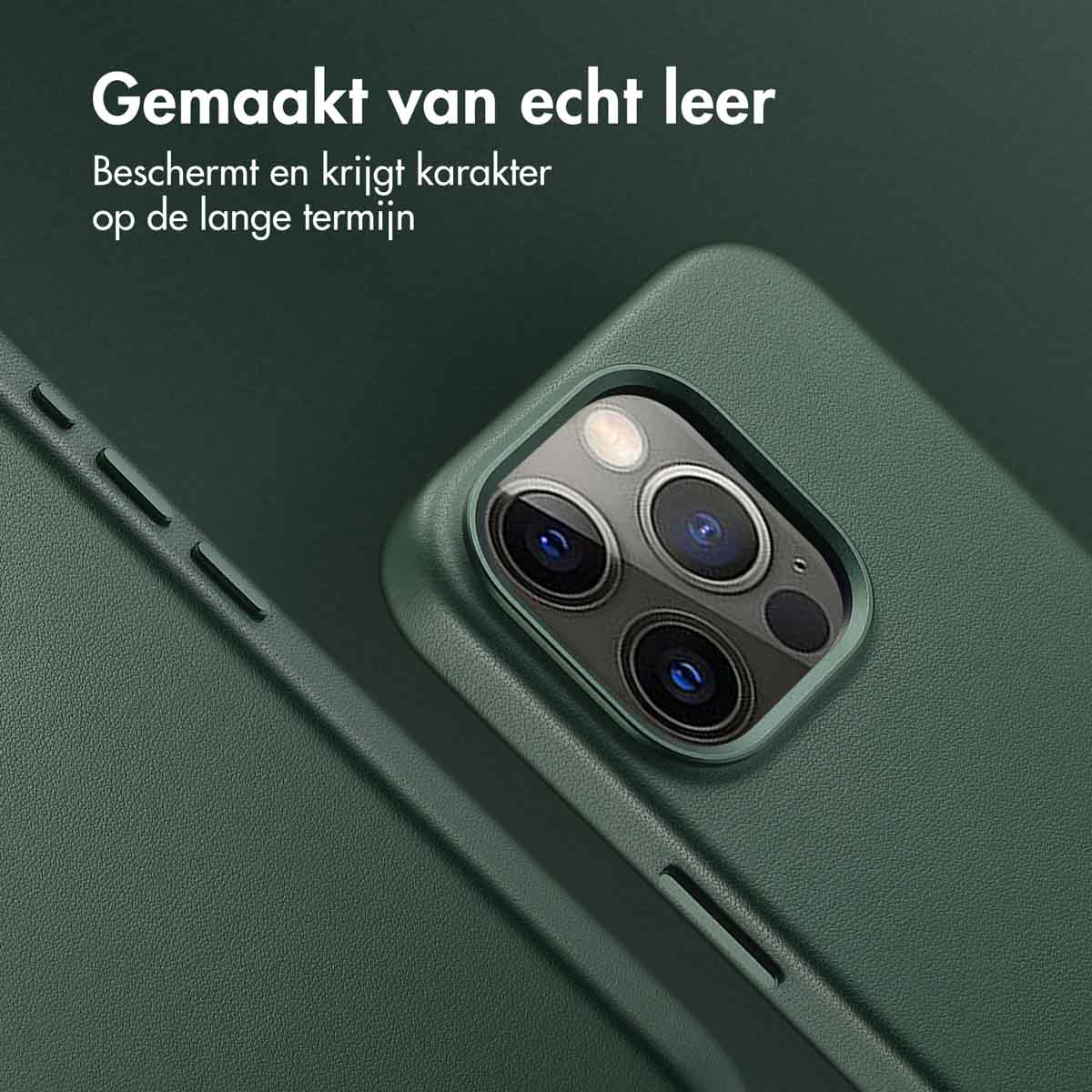 Accezz MagSafe Leather Backcover Apple iPhone 15 Pro - Cedar Green - Afbeelding 5